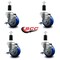 Service Caster 3.5'' Blue Poly Swivel 1-3/8'' Expanding Stem Caster Set with Brake, 4PK SCC-EX20S3514-PPUB-BLUE-TLB-138-4 - alternate 4